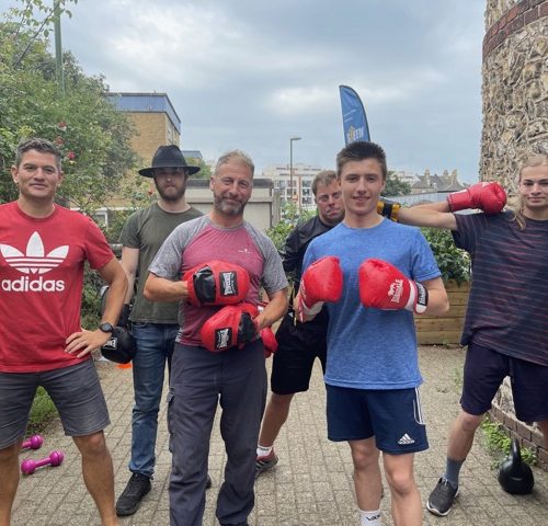 boxing group smile at camera